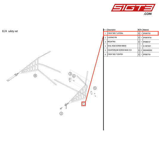 Z SEAT BELT LATERAL - 9F0857702 [PORSCHE 992.1 GT3 R]