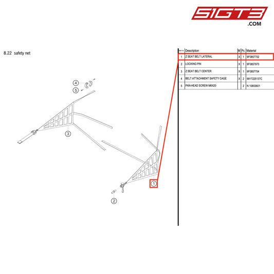 Z SEAT BELT LATERAL - 9F0857702 [PORSCHE 991.2 GT3 R]