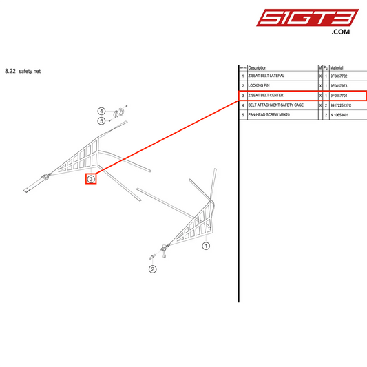 Z SEAT BELT CENTER - 9F0857704 [PORSCHE 991.2 GT3 R]