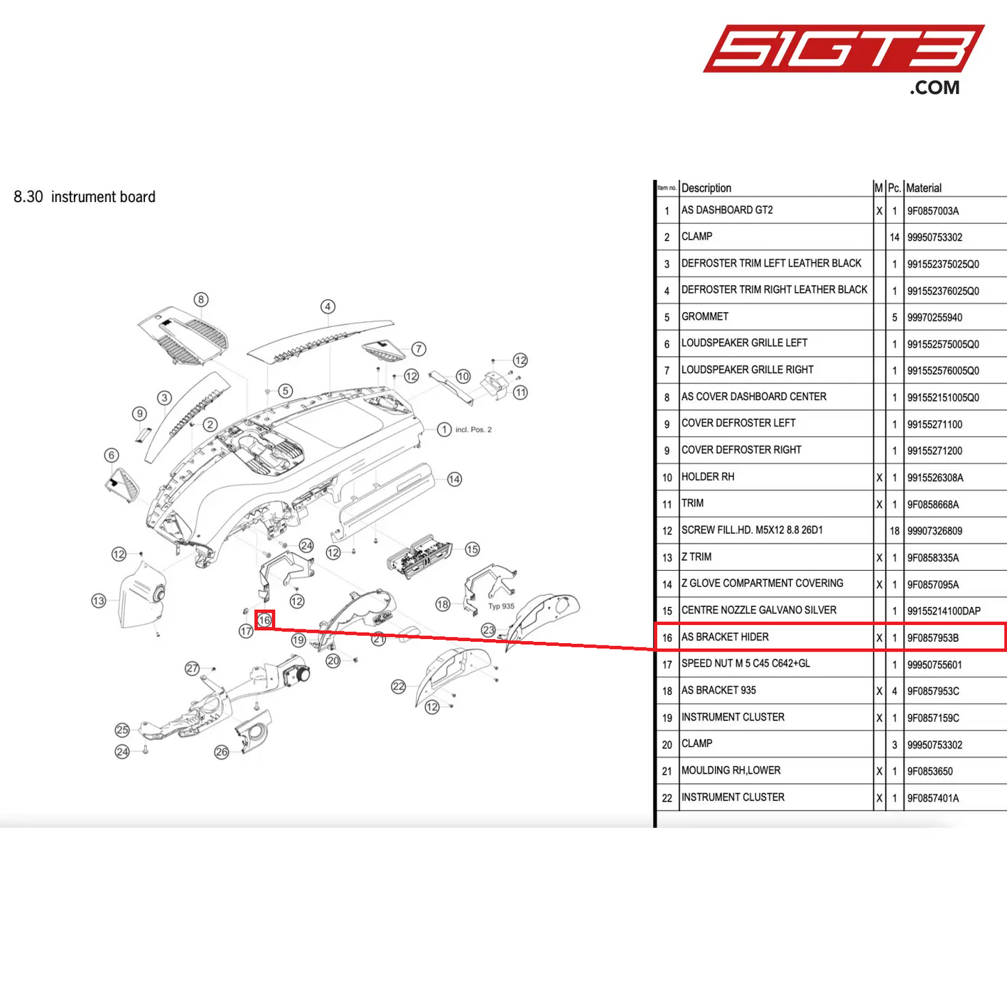 AS BRACKET HIDER - 9F0857953B [PORSCHE 911 GT2 RS Clubsport]