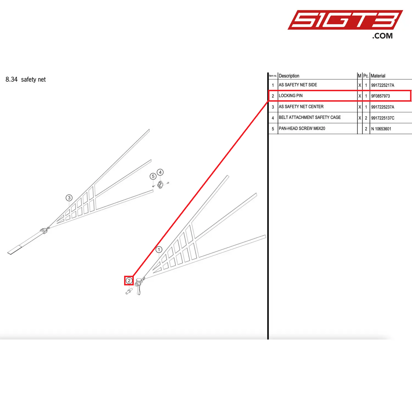 LOCKING PIN - 9F0857973 [PORSCHE 718 Cayman GT4 RS Clubsport]