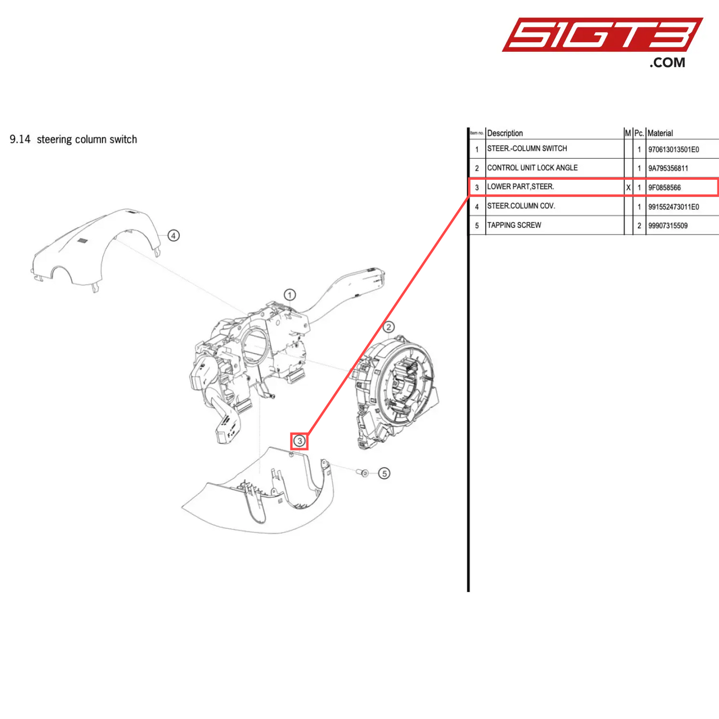 LOWER PART,STEER. - 9F0858566 [PORSCHE 718 Cayman GT4 Clubsport]