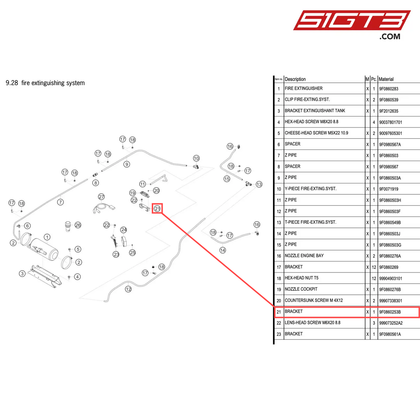 BRACKET - 9F0860253B [PORSCHE 911 GT2 RS Clubsport]