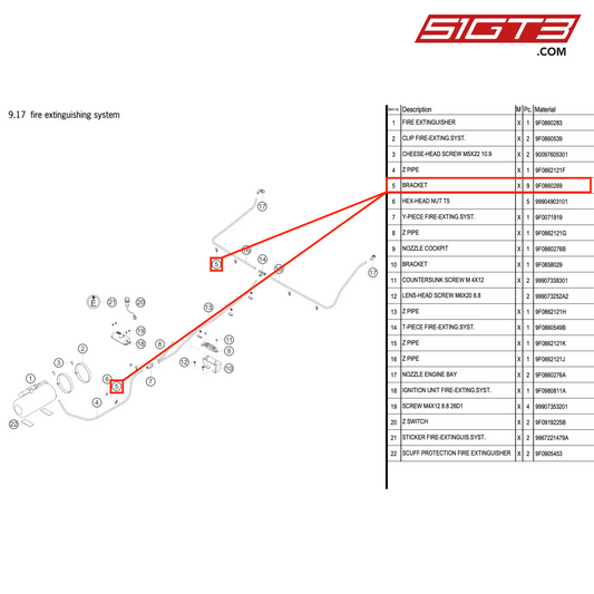 BRACKET - 9F0860269 [PORSCHE 991.2 GT3 R]