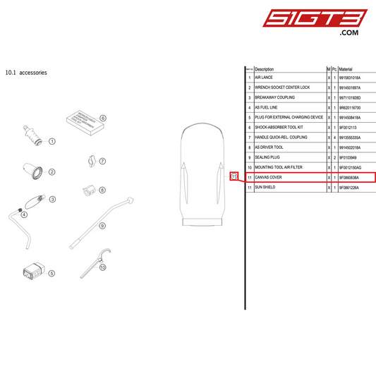 CANVAS COVER - 9F0860638A [PORSCHE 991.2 GT3 R]