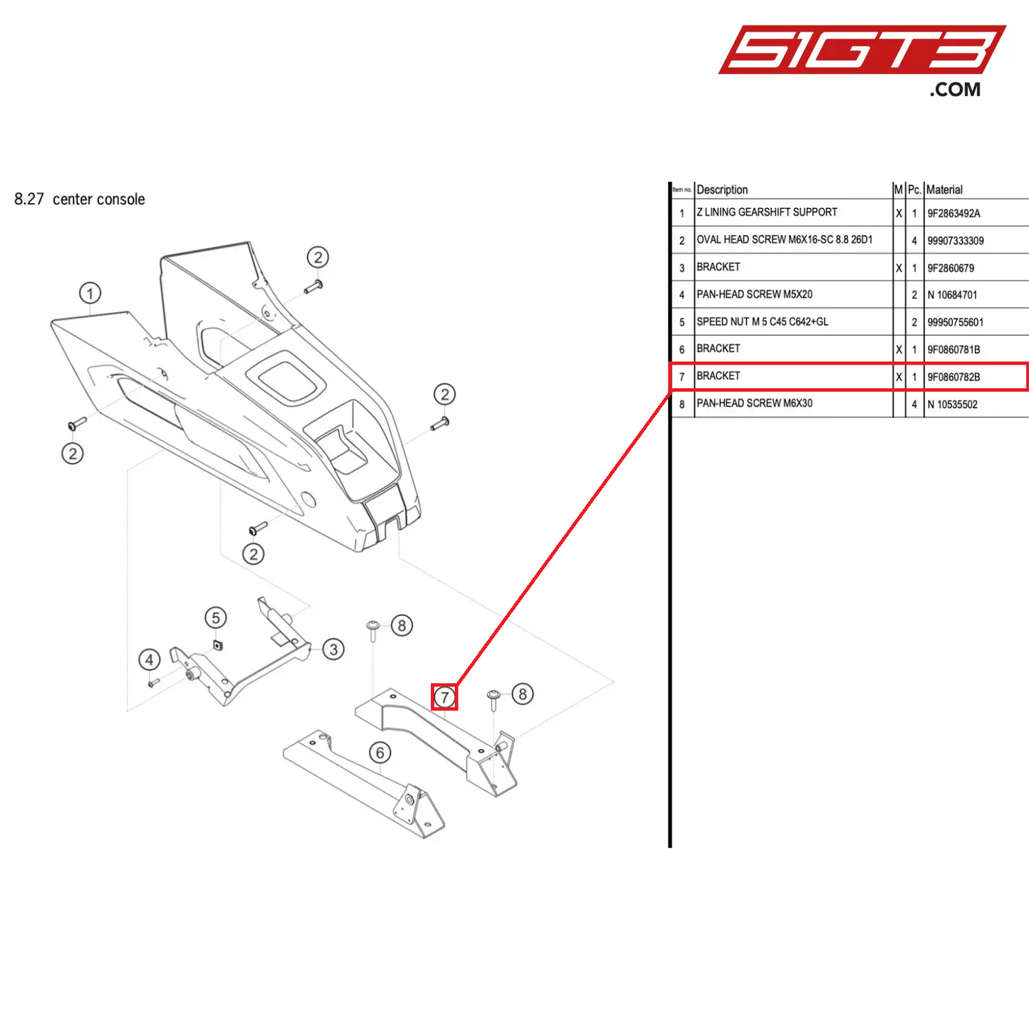 BRACKET - 9F0860782B [PORSCHE 718 Cayman GT4 RS Clubsport]