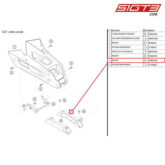 BRACKET - 9F0860782B [PORSCHE 718 Cayman GT4 RS Clubsport]