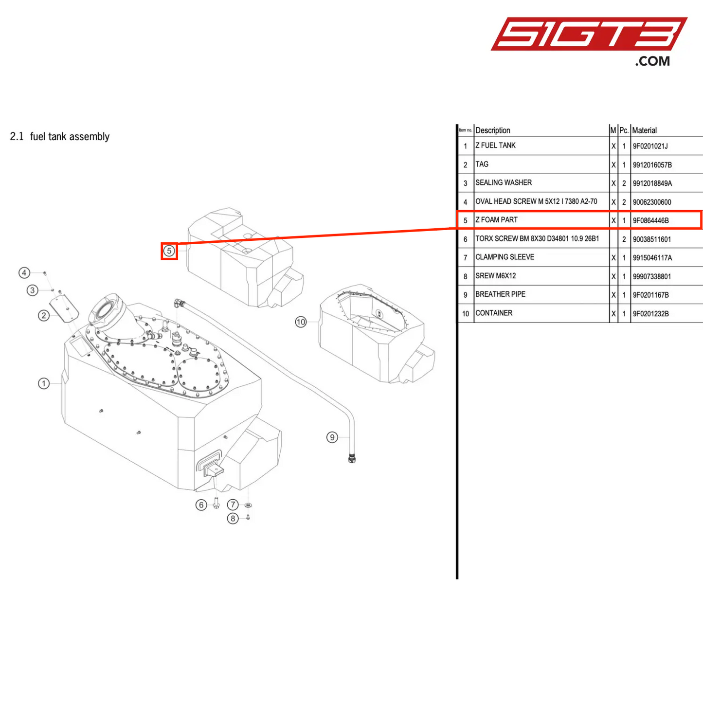 Z FOAM PART - 9F0864446B [PORSCHE 911 GT3 R Type 991 (GEN 2)]