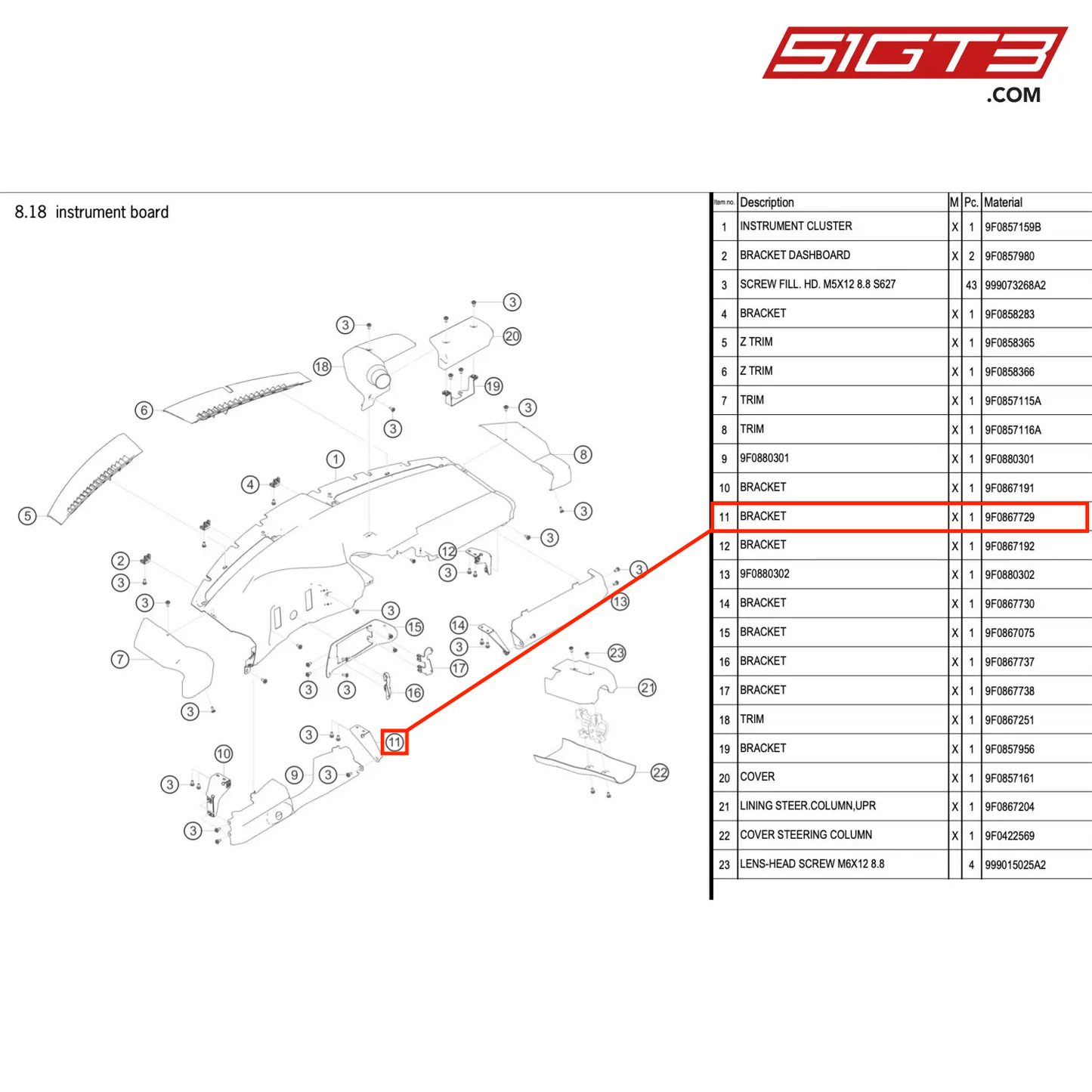 BRACKET - 9F0867729 [PORSCHE 991.2 GT3 R]