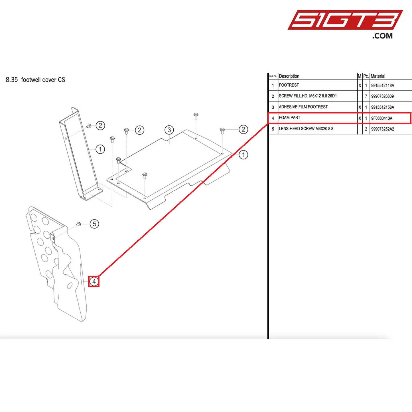 FOAM PART - 9F0880413A [PORSCHE 911 GT2 RS Clubsport]