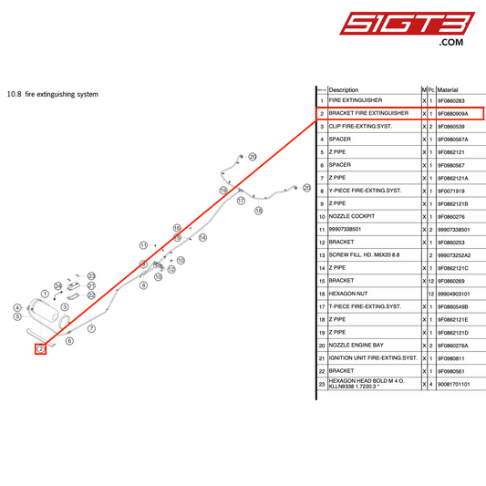 BRACKET FIRE EXTINGUISHER - 9F0880909A [PORSCHE 991.1 GT3 R]