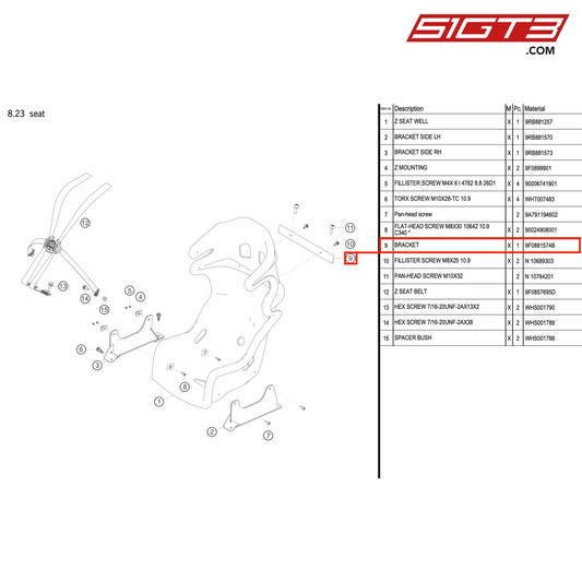 BRACKET - 9F0881574B [PORSCHE 992.1 GT3 R]