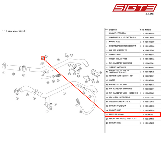 PRESSURE SENSOR - 9F0906075 [PORSCHE 911 GT3 R Type 991 (GEN 2)]