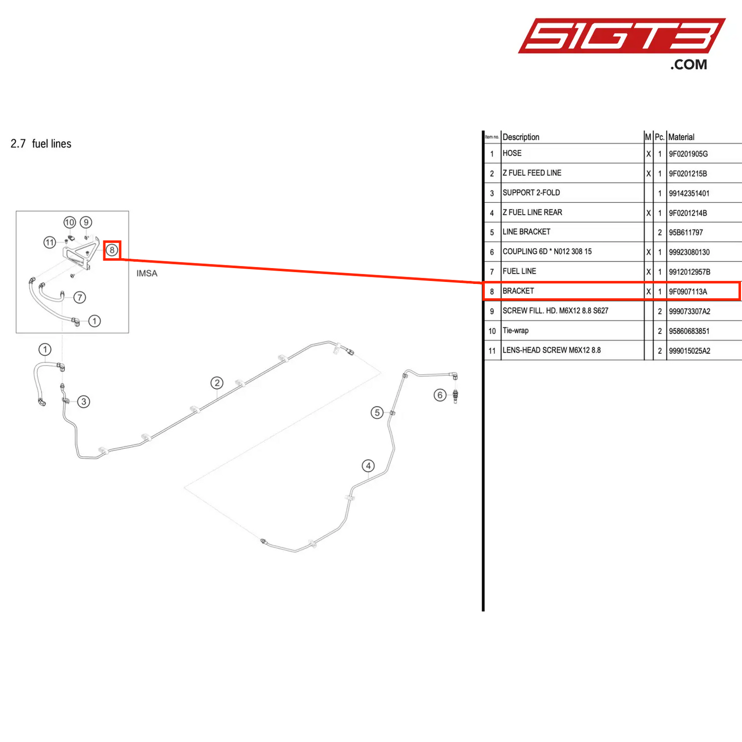 BRACKET - 9F0907113A [PORSCHE 911 GT3 R Type 991 (GEN 2)]