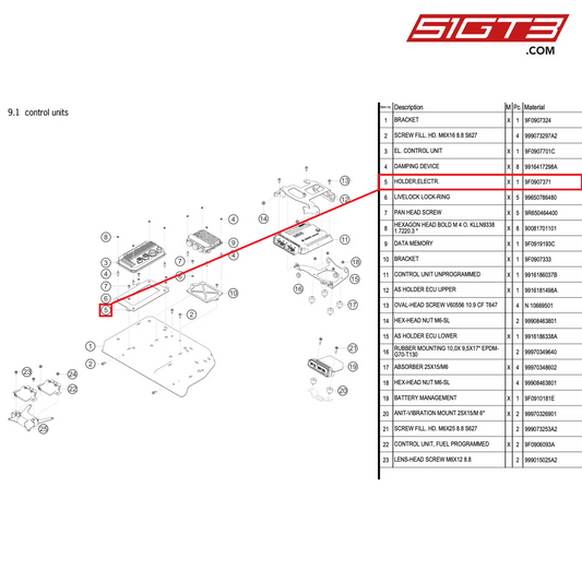 HOLDER,ELECTR. - 9F0907371 [PORSCHE 991.2 GT3 R]