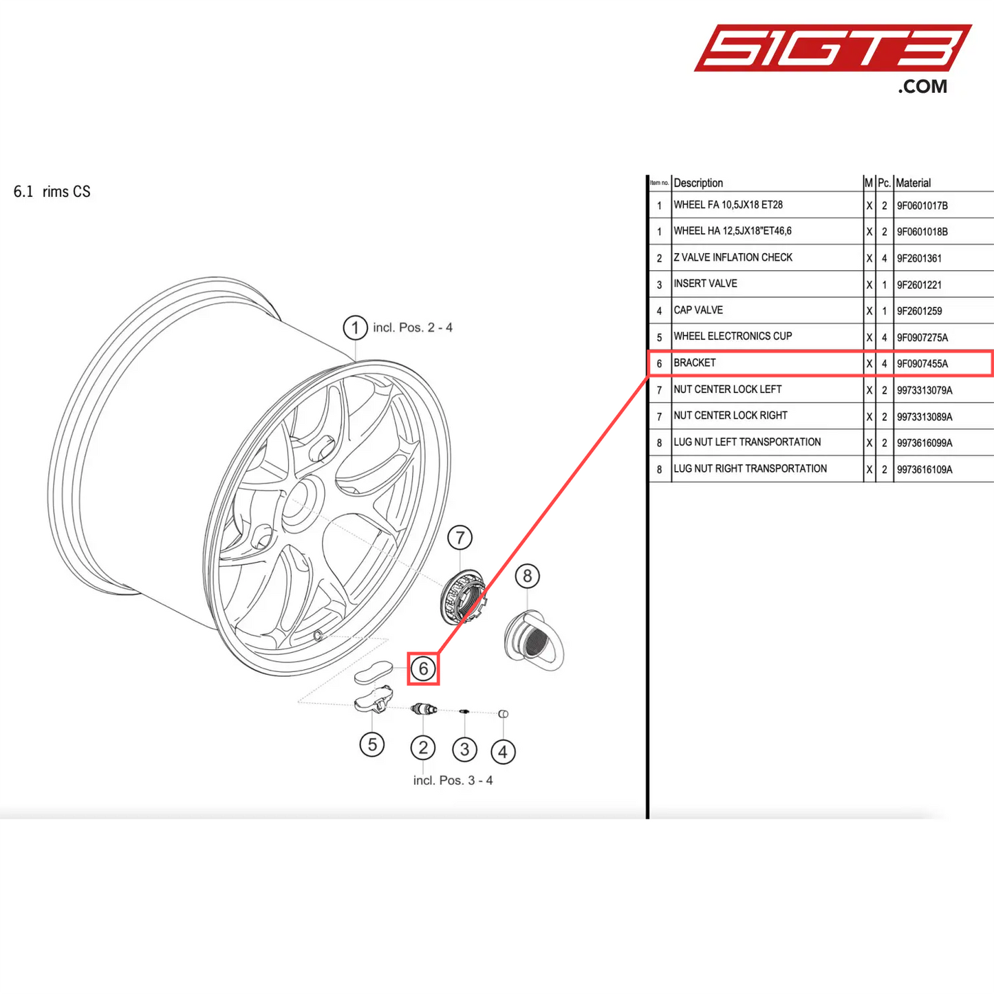 BRACKET - 9F0907455A [PORSCHE 911 GT2 RS Clubsport]