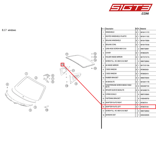 ADAPTER PLATE LEFT - 9F0907514A [PORSCHE 991.2 GT3 R]