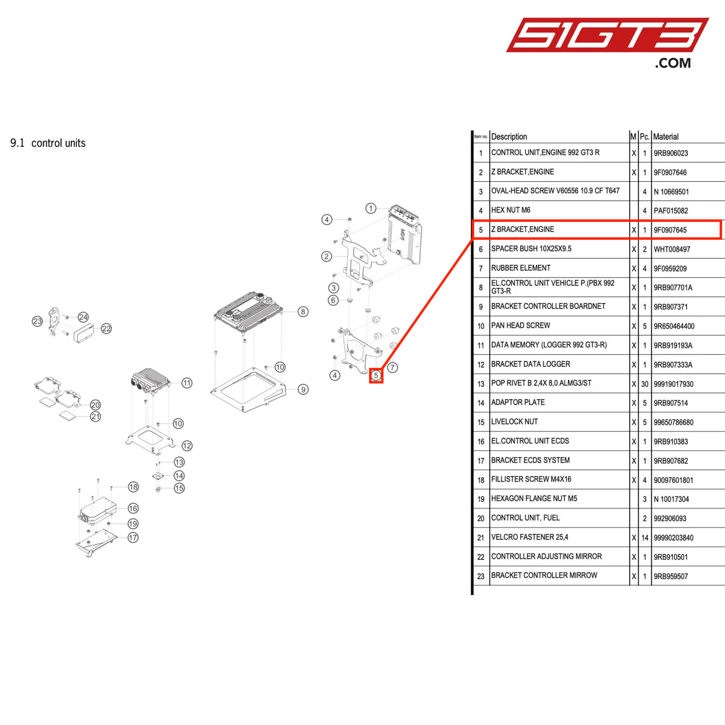 Z BRACKET,ENGINE - 9F0907645 [PORSCHE 992.1 GT3 R]