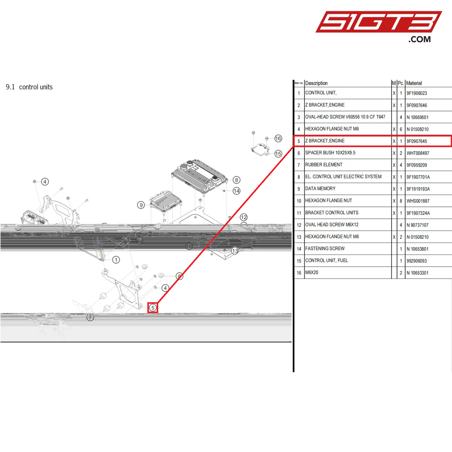 Z BRACKET,ENGINE - 9F0907645 [PORSCHE 911 GT3 Cup Type 992]