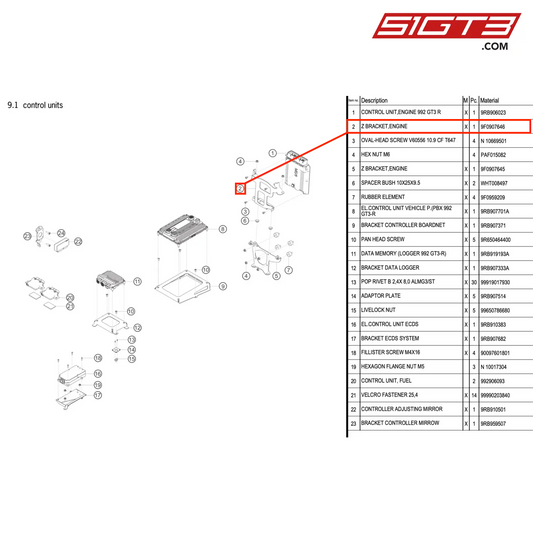 Z BRACKET,ENGINE - 9F0907646 [PORSCHE 992.1 GT3 R]