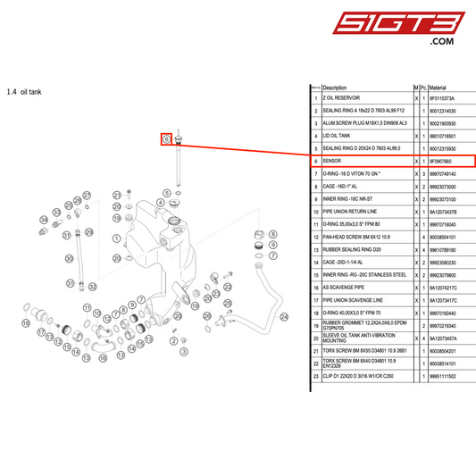 SENSOR - 9F0907660 [PORSCHE 911 GT3 R Type 991 (GEN 2)]