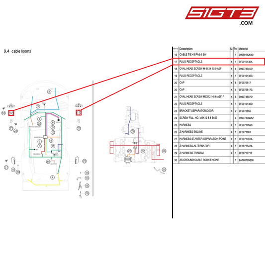 ENCHUFE RECEPTÁCULO - 9F0919136A [PORSCHE 991.2 GT3 R]