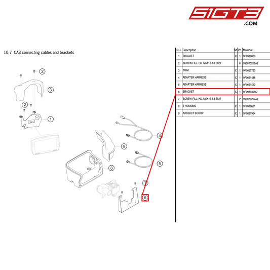 BRACKET - 9F0919398C [PORSCHE 991.2 GT3 R]