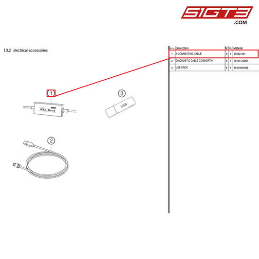 A CONNECTING CABLE - 9F0927431 [PORSCHE 911 GT3 Cup Type 991 (GEN1)]