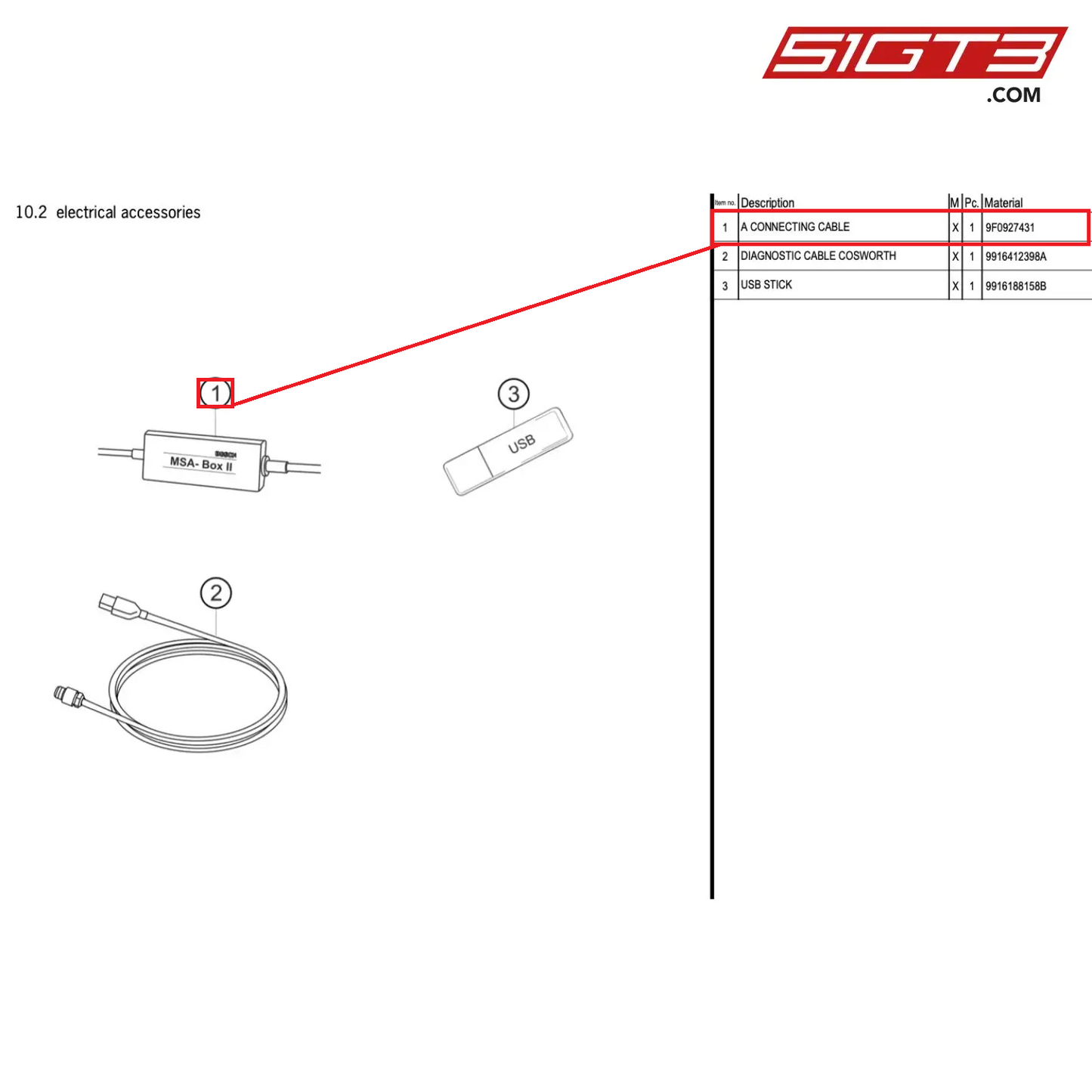 A CONNECTING CABLE - 9F0927431 [PORSCHE 991.1 GT3 Cup]