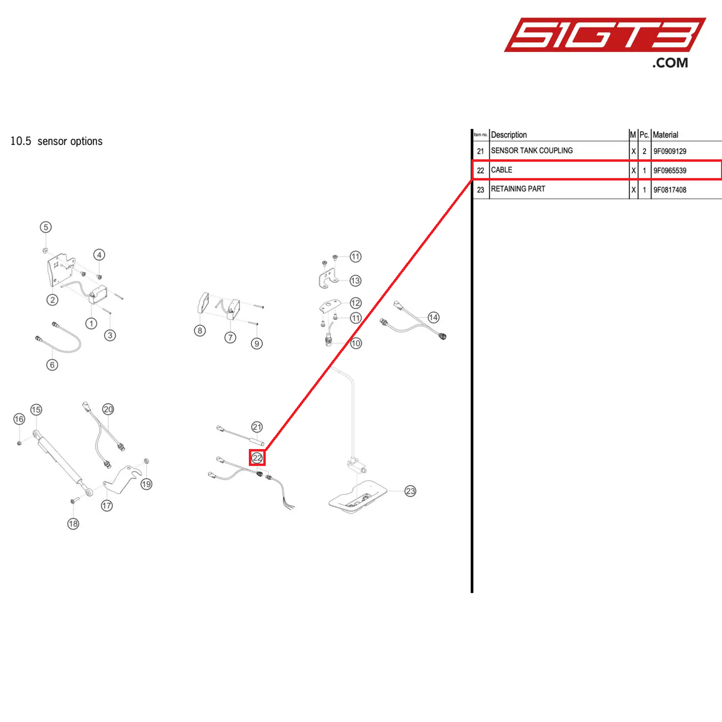 CABLE - 9F0965539 [PORSCHE 992.1 GT3 R]