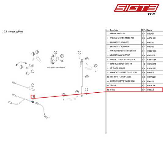 CABLE - 9F0965539 [PORSCHE 991.2 GT3 R]