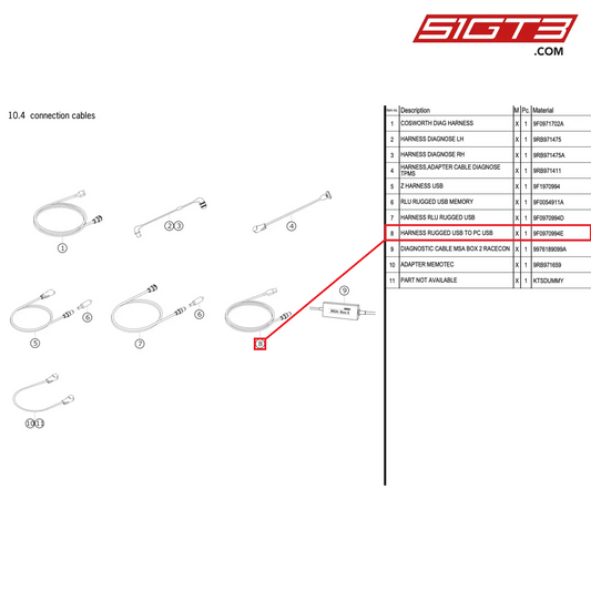 HARNESS RUGGED USB TO PC USB - 9F0970994E [PORSCHE 992.1 GT3 R]