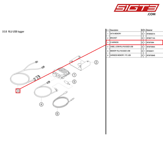 HARNESS CAR TO RUGGED USB - 9F0970994 [PORSCHE 991.2 GT3 R]