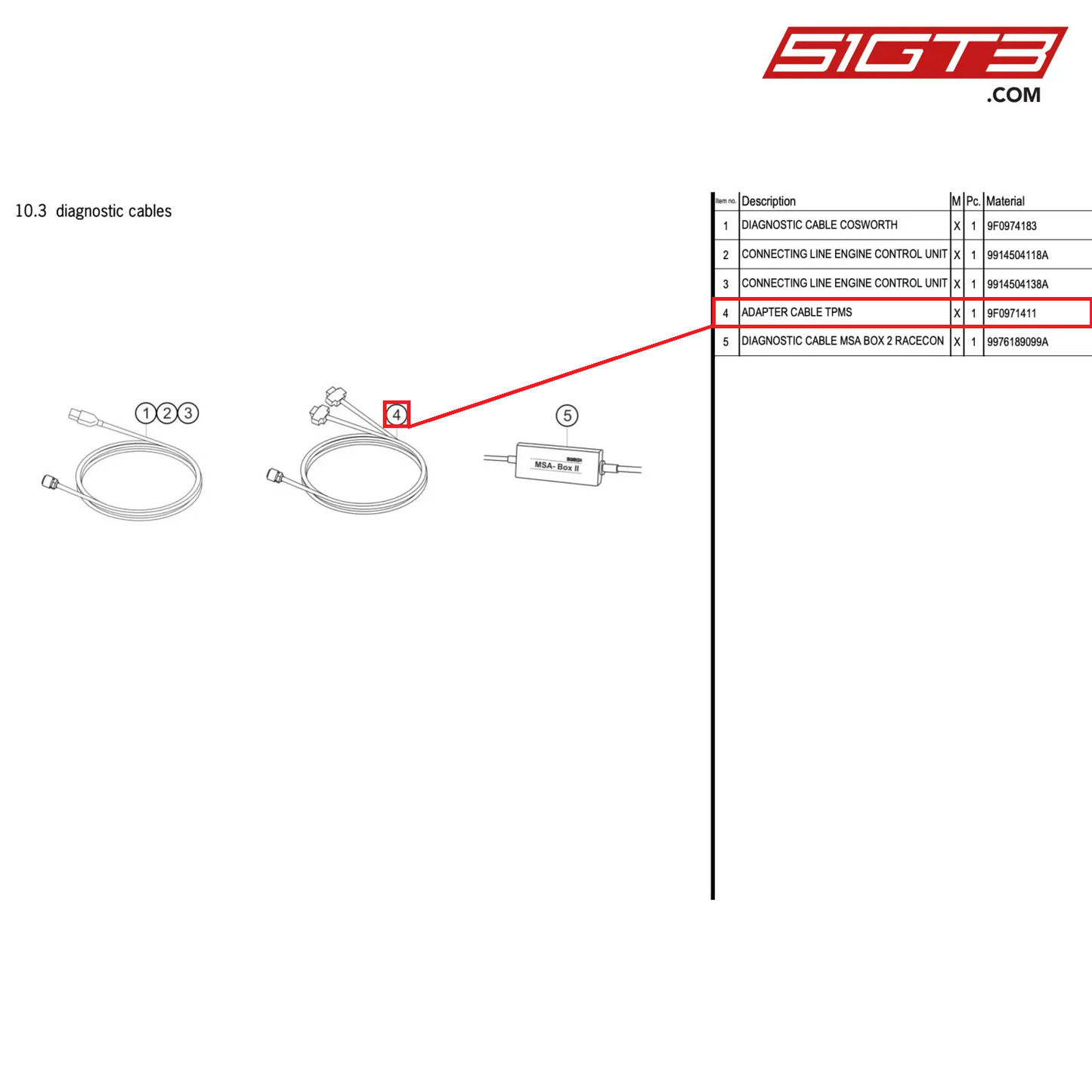 ADAPTER CABLE TPMS - 9F0971411 [PORSCHE 991.2 GT3 R]