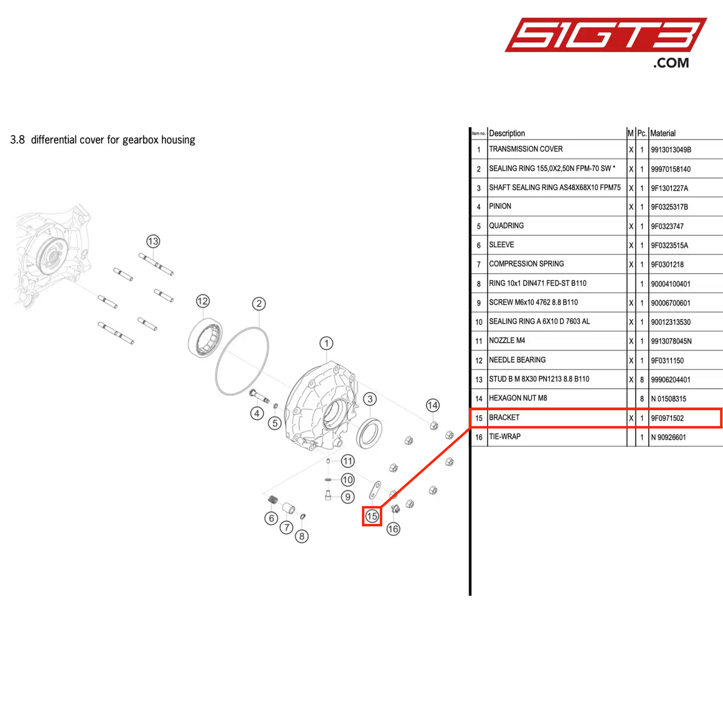 BRACKET - 9F0971502 [PORSCHE 911 GT3 R Type 991 (GEN 2)]