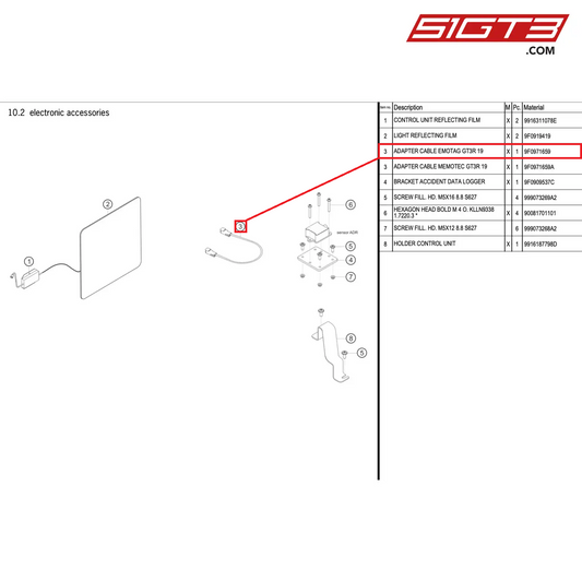 ADAPTER CABLE EMOTAG GT3R 19 - 9F0971659 [PORSCHE 991.2 GT3 R]