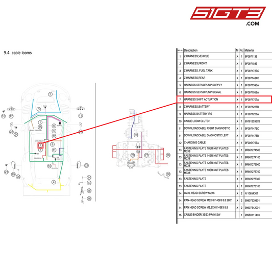 ACTUACIÓN DEL CAMBIO DE ARNES - 9F0971707A [PORSCHE 991.2 GT3 R]