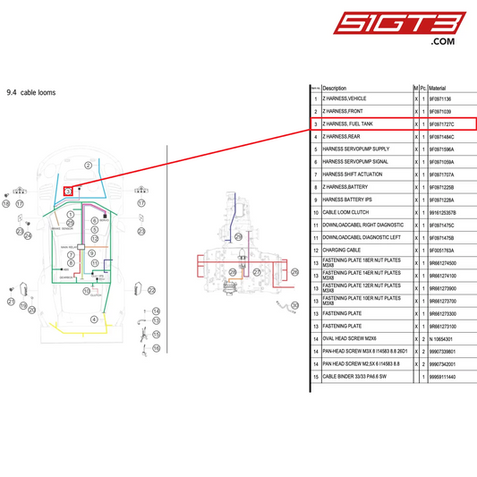 MAZO DE CABLES Z, DEPÓSITO DE COMBUSTIBLE - 9F0971727C [PORSCHE 991.2 GT3 R]