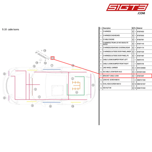 BRACKET CABLE LOOM - 9F0972597 [PORSCHE 718 Cayman GT4 Clubsport]