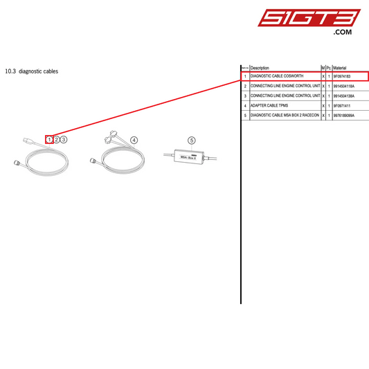 DIAGNOSTIC CABLE COSWORTH - 9F0974183 [PORSCHE 991.2 GT3 R]