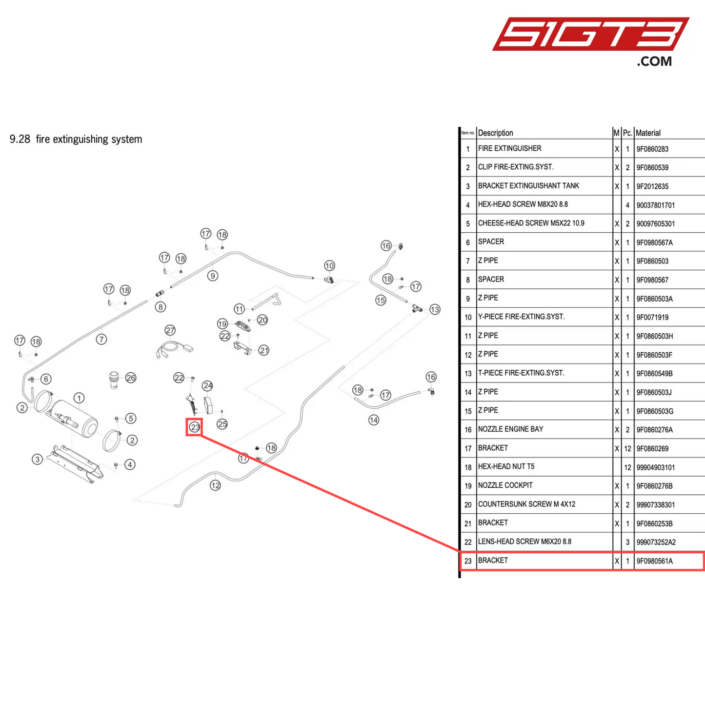 BRACKET - 9F0980561A [PORSCHE 911 GT2 RS Clubsport]