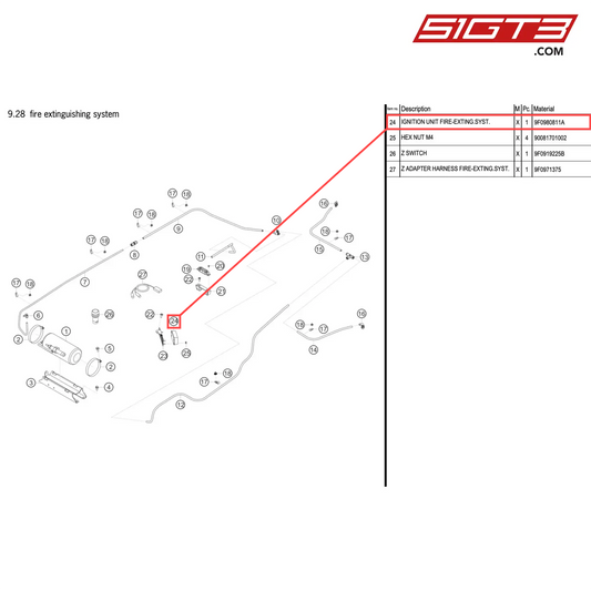 IGNITION UNIT FIRE-EXTING.SYST. - 9F0980811A [PORSCHE 911 GT2 RS Clubsport]