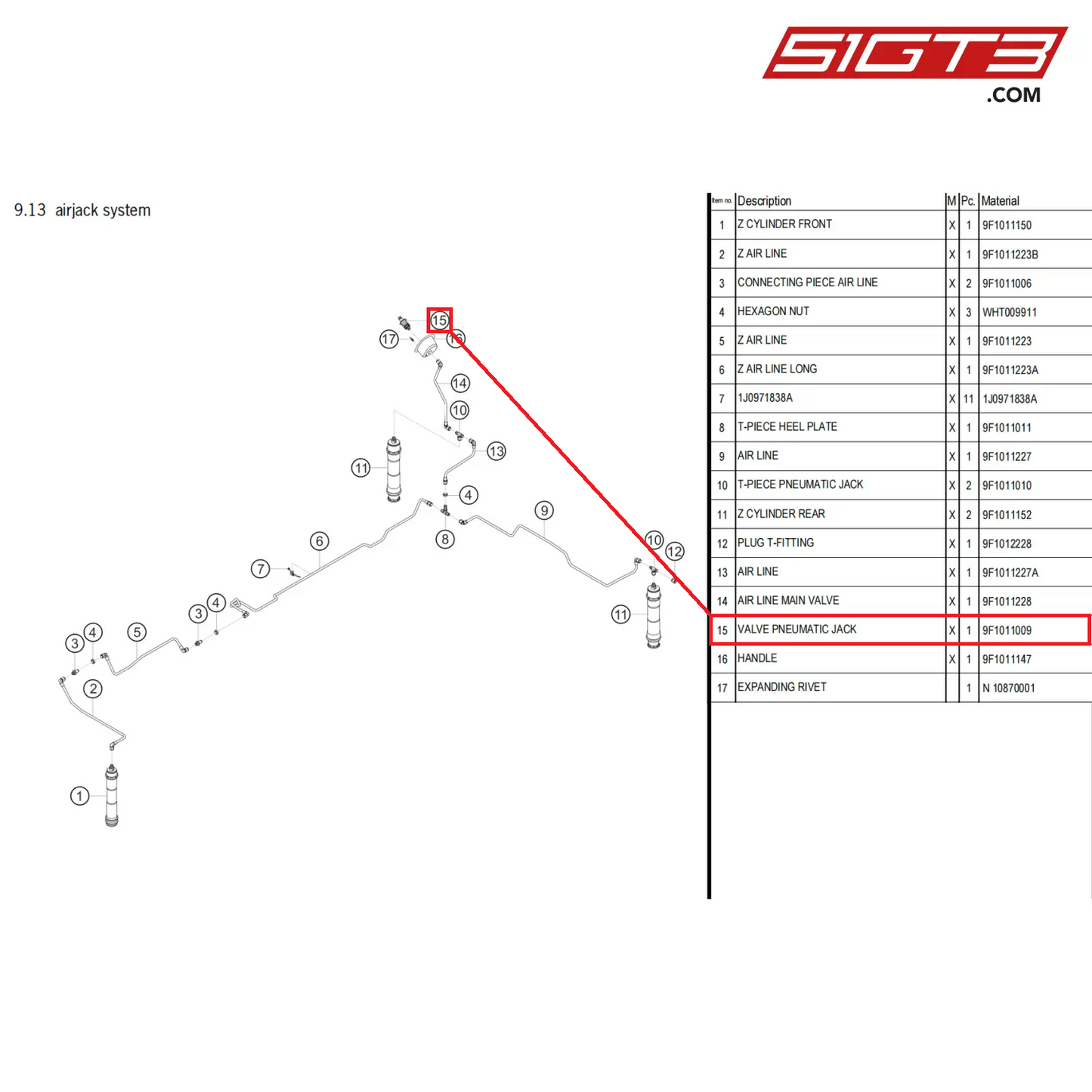 VALVE PNEUMATIC JACK - 9F1011009 [PORSCHE 911 GT3 Cup Type 992]