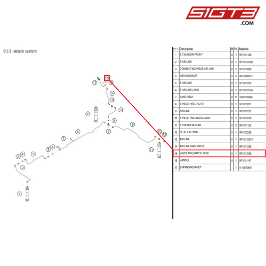 VALVE PNEUMATIC JACK - 9F1011009 [PORSCHE 992.1 GT3 Cup]