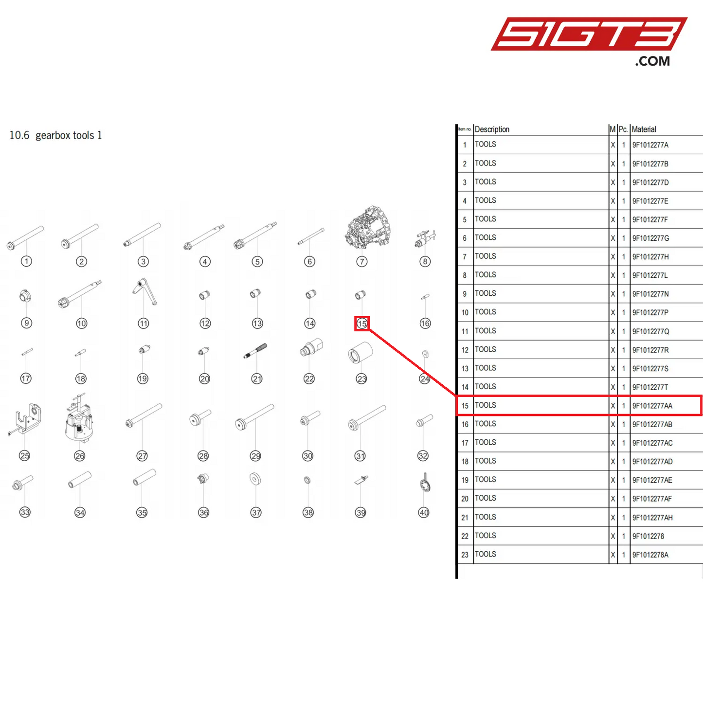 TOOLS - 9F1012277AA [PORSCHE 911 GT3 Cup Type 992]