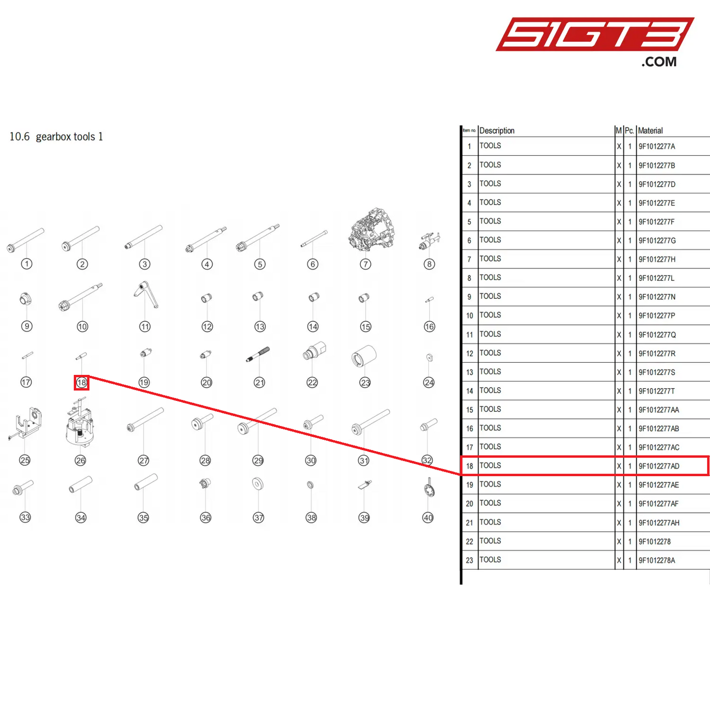 TOOLS - 9F1012277AD [PORSCHE 911 GT3 Cup Type 992]