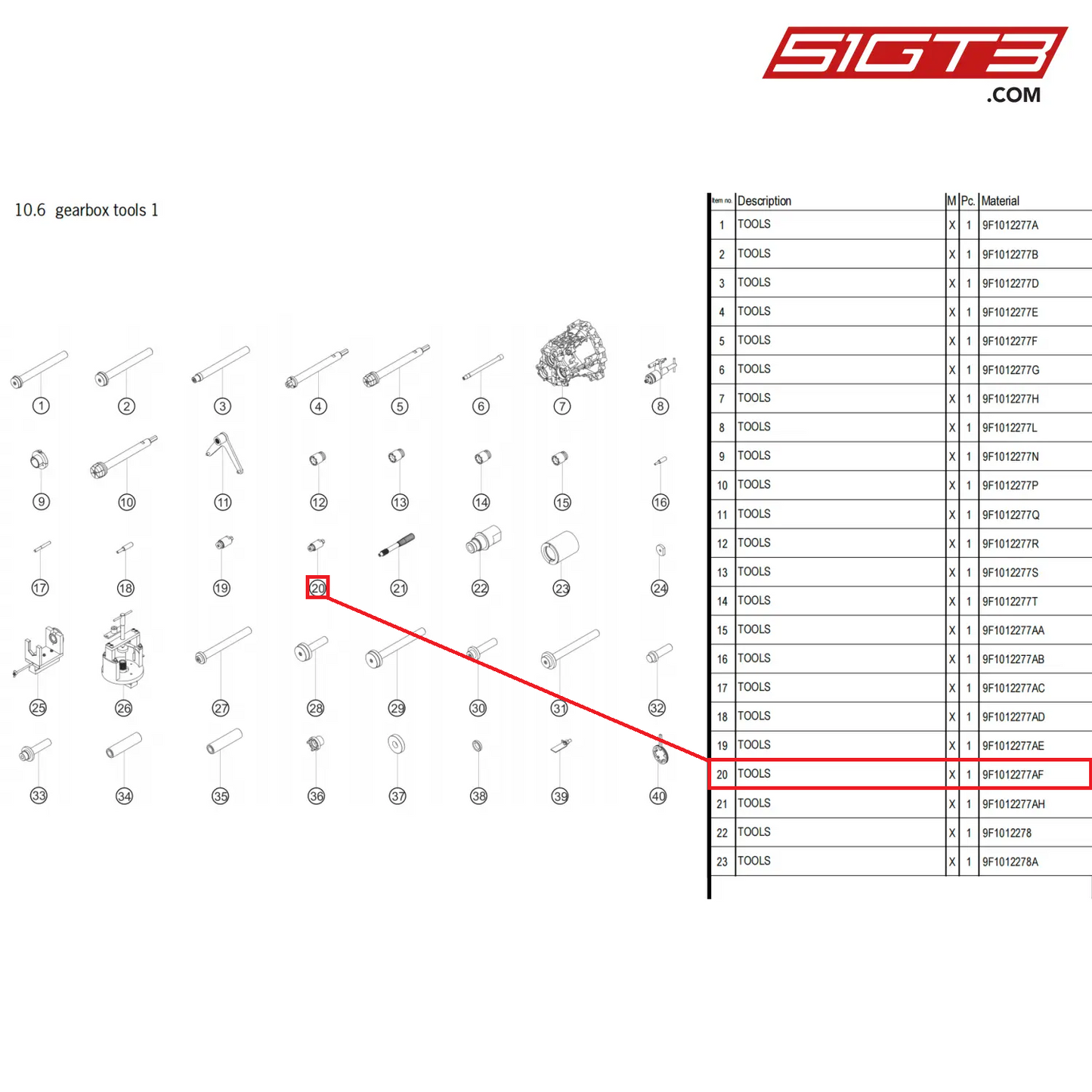 TOOLS - 9F1012277AF [PORSCHE 911 GT3 Cup Type 992]