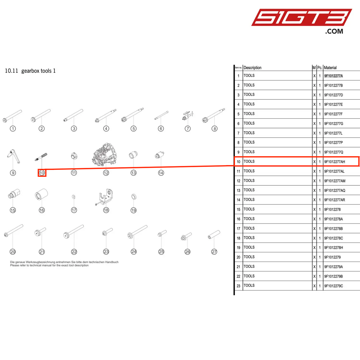 TOOLS - 9F1012277AH [PORSCHE 992.1 GT3 R]