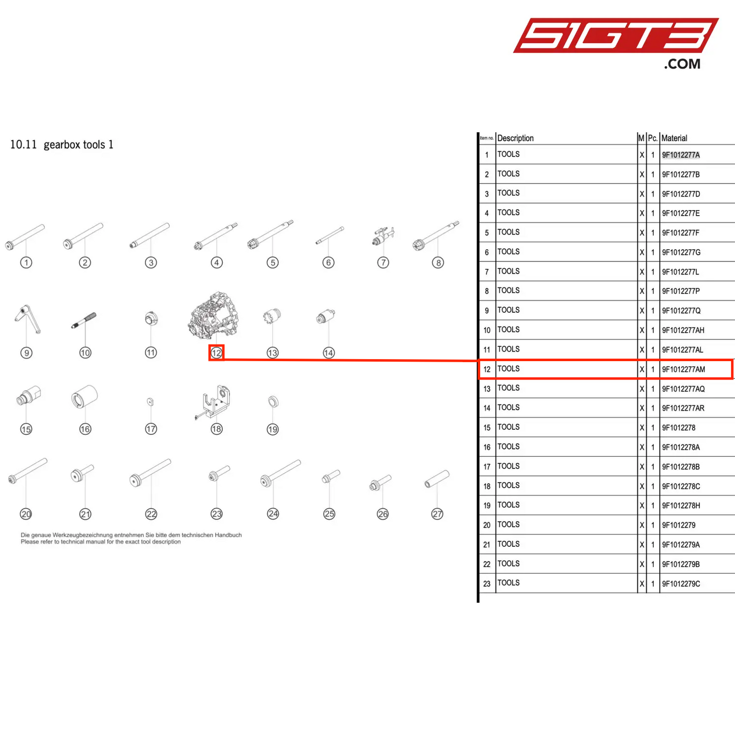 TOOLS - 9F1012277AM [PORSCHE 992.1 GT3 R]