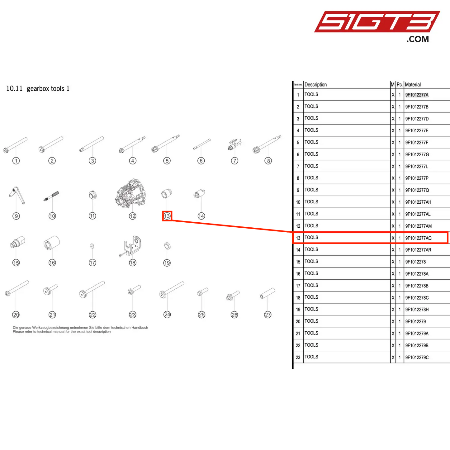 TOOLS - 9F1012277AQ [PORSCHE 992.1 GT3 R]